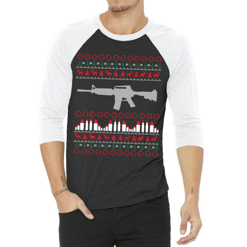 Ar-15 Machine Gun Ugly Christmas Sweater 3/4 Sleeve Shirt | Artistshot