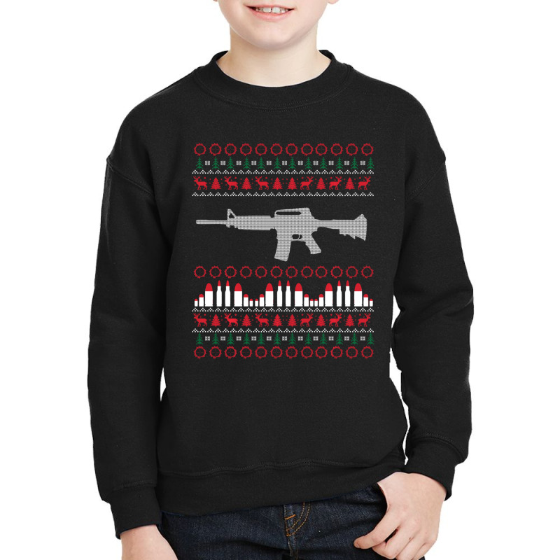 Ar-15 Machine Gun Ugly Christmas Sweater Youth Sweatshirt | Artistshot