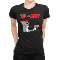 Tom And Jerry Devil And Angel Humor Poster Ladies Fitted T-shirt | Artistshot