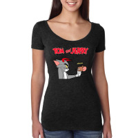 Tom And Jerry Devil And Angel Humor Poster Women's Triblend Scoop T-shirt | Artistshot