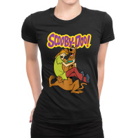 Scooby Holding Shaggy Ladies Fitted T-shirt | Artistshot