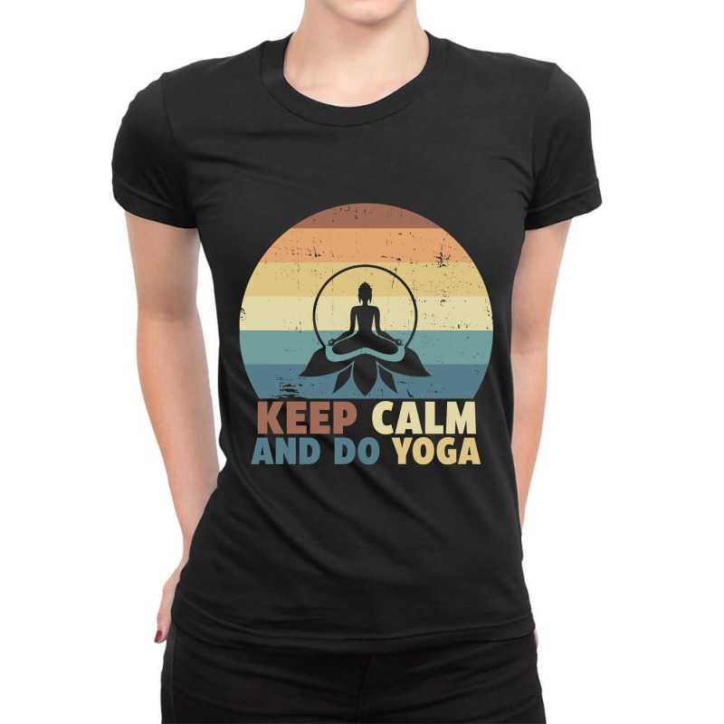 Keep Calm And Do Yoga Retro Vintage Gift Idea For Yoga Lover Ladies Fitted T-shirt | Artistshot