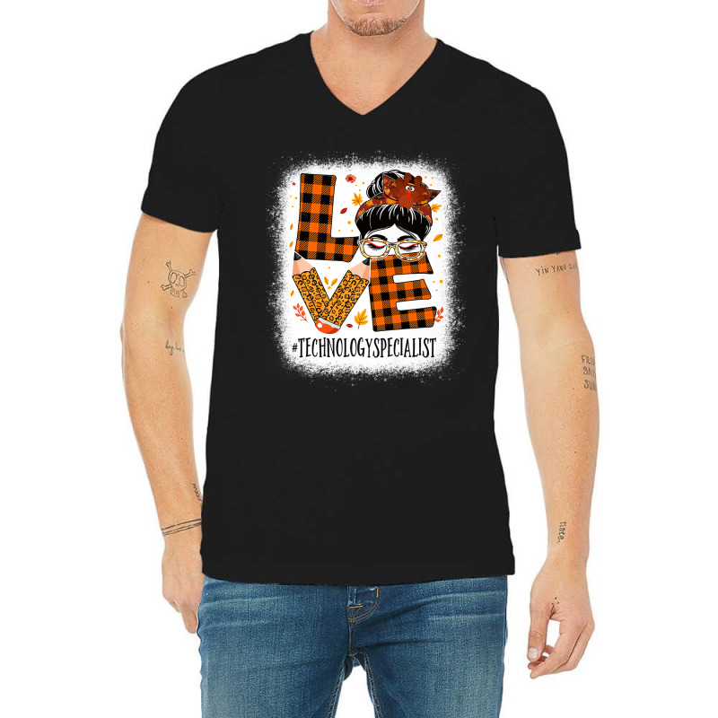 Technology Specialist Love Messy Bun Turkey Thanksgiving Premium T Shi V-Neck Tee by cm-arts | Artistshot