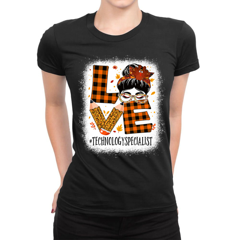 Technology Specialist Love Messy Bun Turkey Thanksgiving Premium T Shi Ladies Fitted T-Shirt by cm-arts | Artistshot