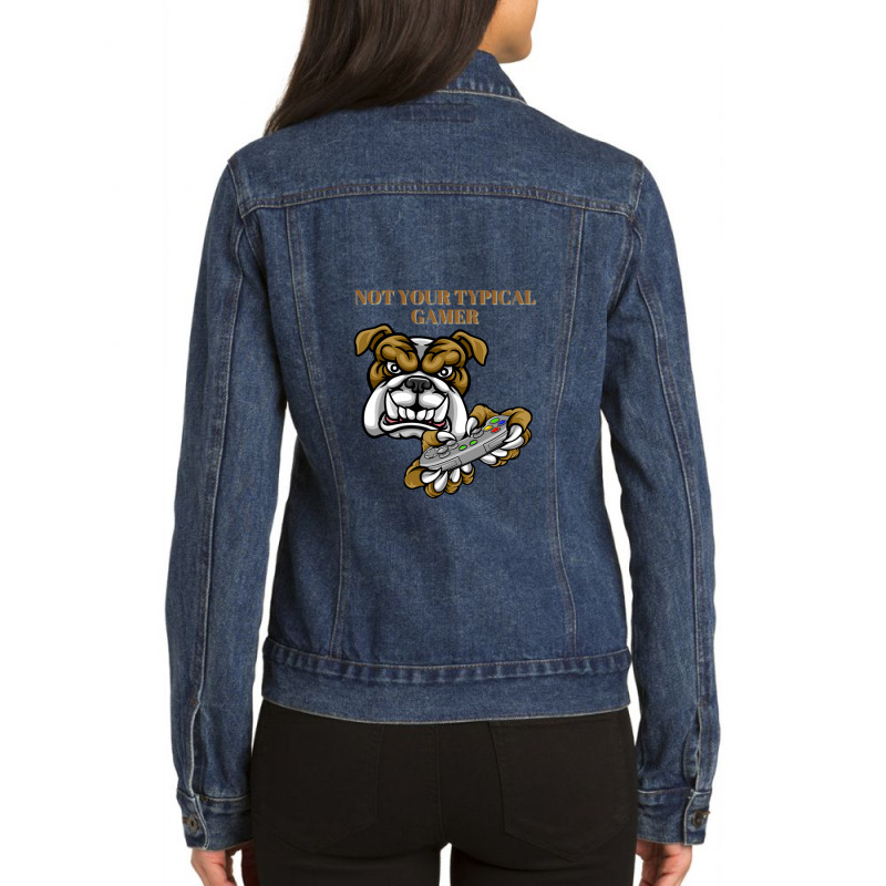 Not Your Typical Gamer Dog Design Ladies Denim Jacket by AngieFurr | Artistshot