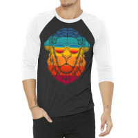 Vintage Lion At Sunglasses 3/4 Sleeve Shirt | Artistshot