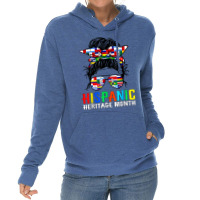 National Hispanic Heritage Month Latin Flags Messy Bun T Shirt Lightweight Hoodie | Artistshot