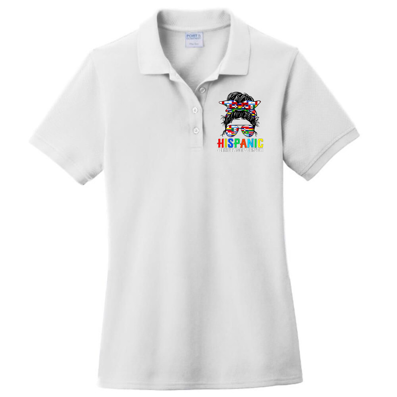 National Hispanic Heritage Month Latin Flags Messy Bun T Shirt Ladies Polo Shirt by cm-arts | Artistshot