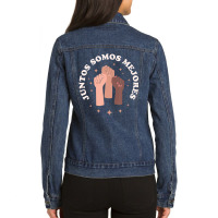 Juntos Somos Mejores Bilingual Spanish Teacher Melanin Ladies Denim Jacket | Artistshot