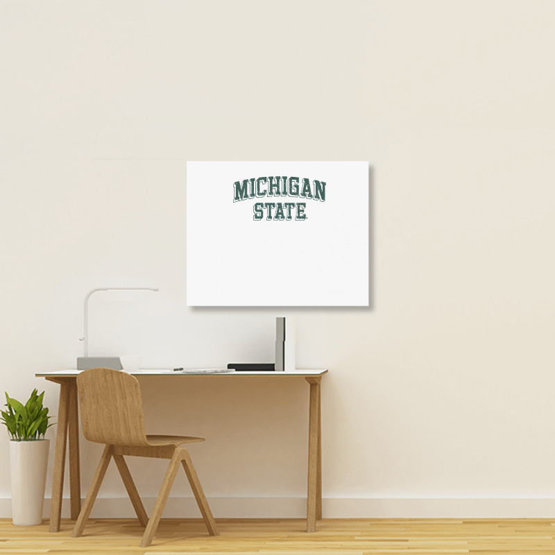 Michigan State Spartans Retro Arch Heather Gray Sweatshirt Landscape Canvas Print | Artistshot