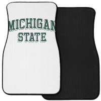 Michigan State Spartans Retro Arch Heather Gray Sweatshirt Front Car Mat | Artistshot