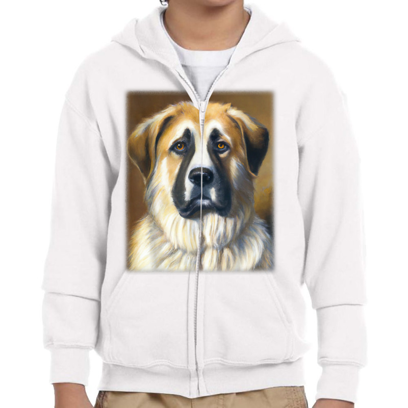 Anatolian Shepherd Dog Vintage Style Portrait T Shirt Youth Zipper Hoodie by claudettemeskqx | Artistshot