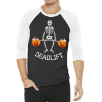 Skeleton Dead Lift Candy Buckets Gym Workout Halloween Tank Top 3/4 Sleeve Shirt | Artistshot