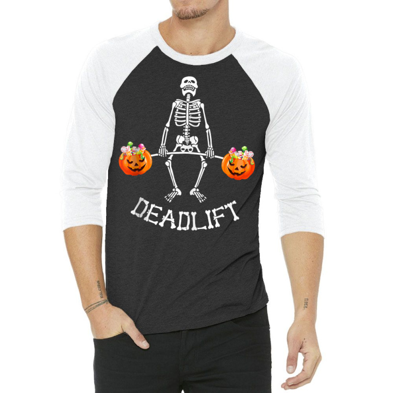 Skeleton Dead Lift Candy Buckets Gym Workout Halloween Tank Top 3/4 Sleeve Shirt | Artistshot