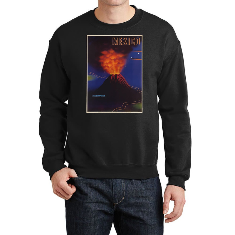 Vintage Mexico Travel Poster - Volcano Crewneck Sweatshirt | Artistshot