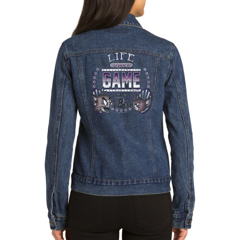 Tom And Jerry Life Is A Game Ladies Denim Jacket by ngodo | Artistshot