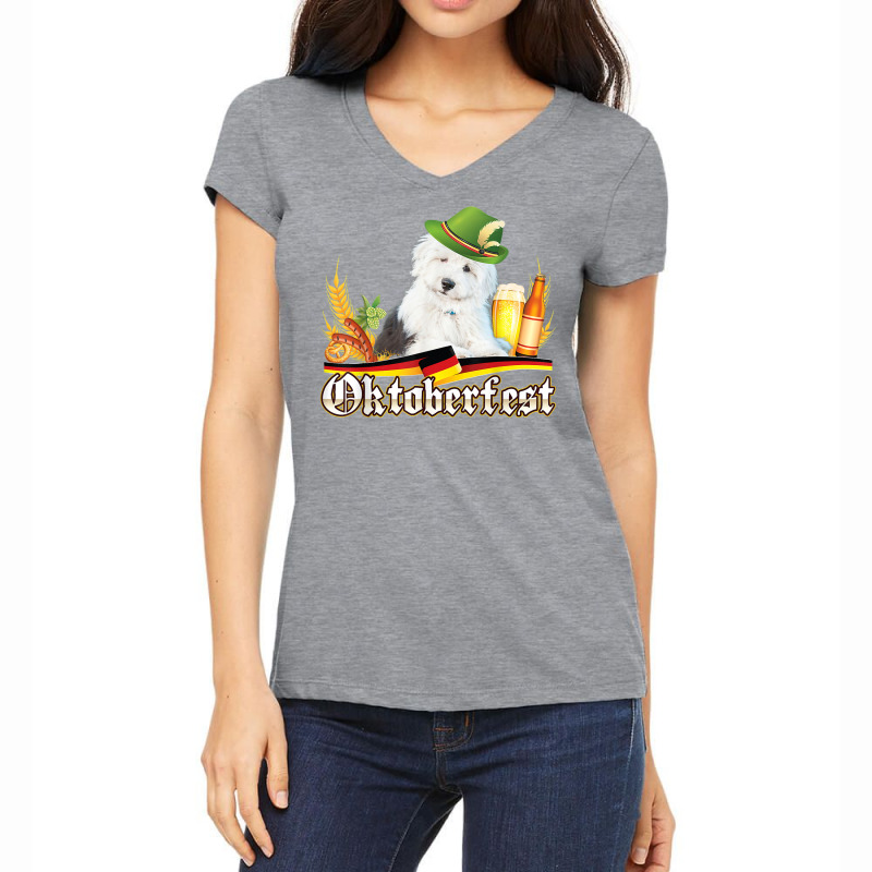 Old English Sheepdog Dog Beer Oktoberfest Prost Beer T Shirt Women's V-Neck T-Shirt by cm-arts | Artistshot