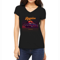 Angleton Texas Retro Vintage 80s 90s Muscle Cars Retrowave Aesthetic Women's V-neck T-shirt | Artistshot