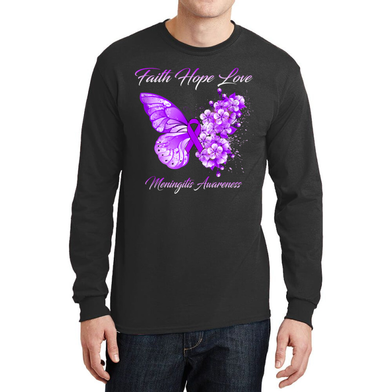 Butterfly Faith Hope Love Meningitis Awareness Tank Top Long Sleeve Shirts by cm-arts | Artistshot