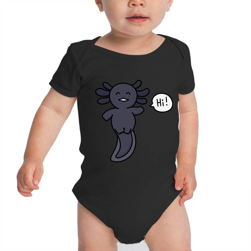 Melanoid Axolotl (black Axolotl) Saying Baby Bodysuit by Min03 | Artistshot