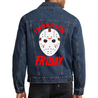 Halloween I Wish It Was Friday - Scary Hockey Mask Men Denim Jacket | Artistshot