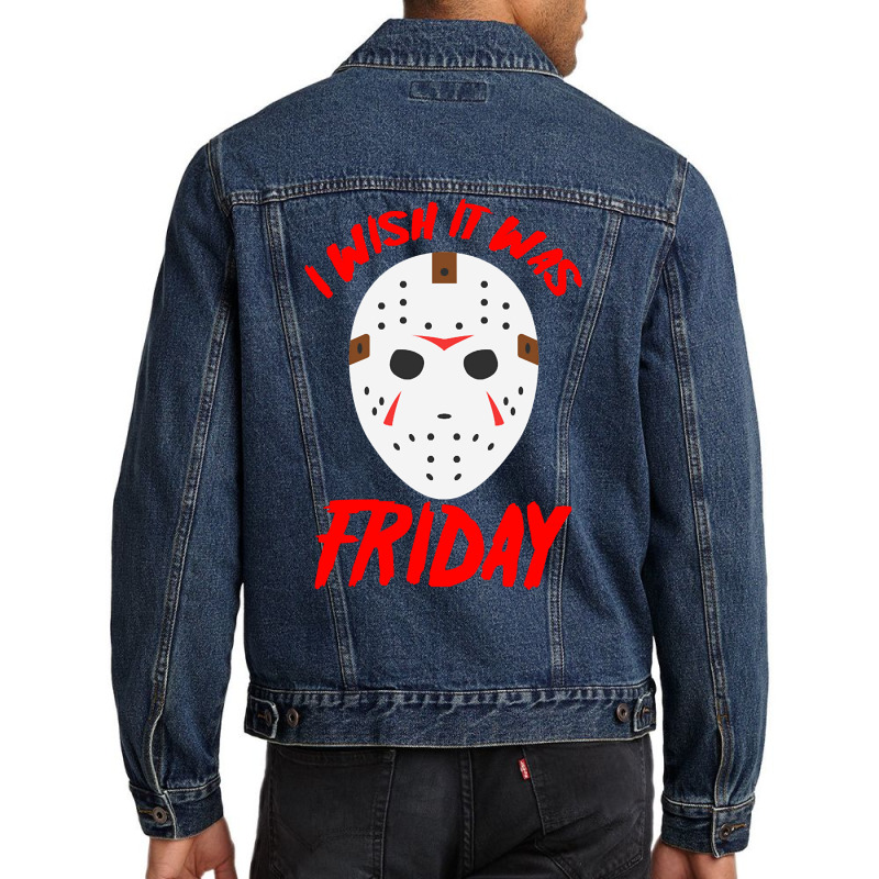 Halloween I Wish It Was Friday - Scary Hockey Mask Men Denim Jacket by Belton Fitts | Artistshot