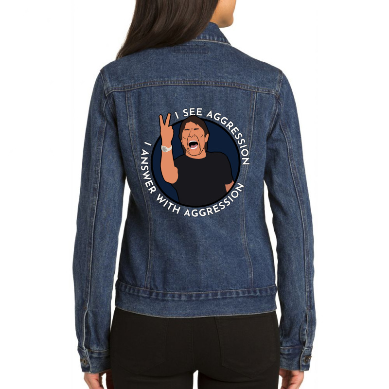 Antonio Conte Answer With Aggression Essential Ladies Denim Jacket by MylaLe | Artistshot