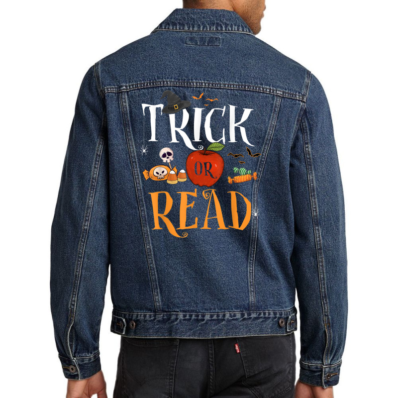 Funny Tricks Or Read Librarian Halloween Costume Book Lover T Shirt Men Denim Jacket | Artistshot