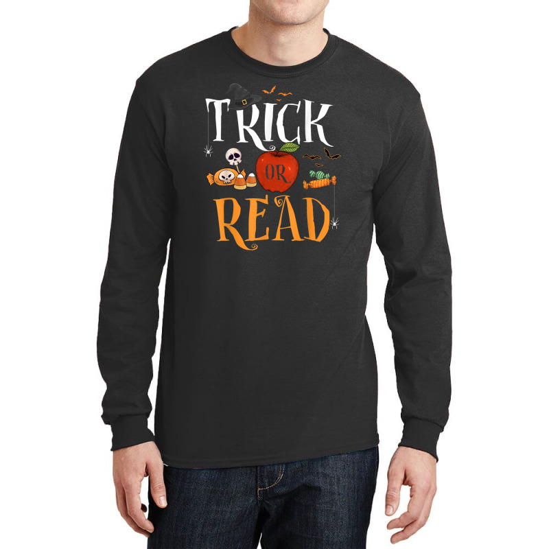 Funny Tricks Or Read Librarian Halloween Costume Book Lover T Shirt Long Sleeve Shirts | Artistshot