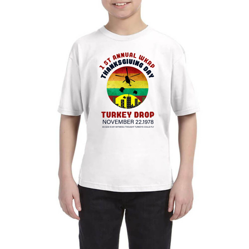 First Anuual  Wkrp Thanksgiving Day Turkey Drop Youth Tee | Artistshot