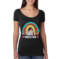 Maestra Boho Rainbow Leopard Spanish Bilingual Teacher Women's Triblend Scoop T-shirt | Artistshot