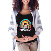 Maestra Boho Rainbow Leopard Spanish Bilingual Teacher Maternity Scoop Neck T-shirt | Artistshot