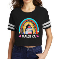 Maestra Boho Rainbow Leopard Spanish Bilingual Teacher Scorecard Crop Tee | Artistshot