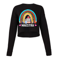 Maestra Boho Rainbow Leopard Spanish Bilingual Teacher Cropped Sweater | Artistshot