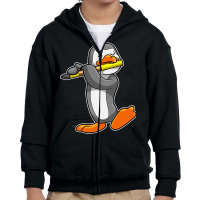 Penguin At Music With Flute Youth Zipper Hoodie | Artistshot