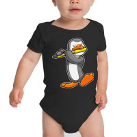 Penguin At Music With Flute Baby Bodysuit | Artistshot