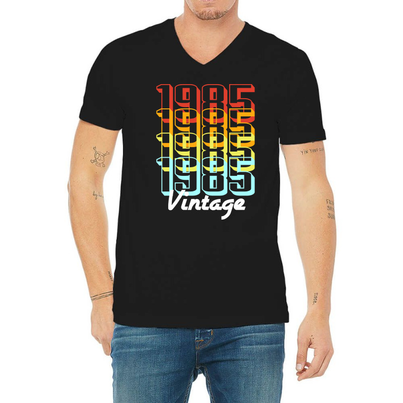 Vintage Since 1985 Old Men Women Retro Sunset V-neck Tee | Artistshot