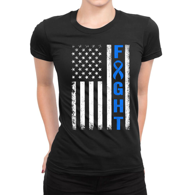 Fight Diabetic Survivor American Flag Diabetes Awareness T Shirt Ladies Fitted T-Shirt by cm-arts | Artistshot