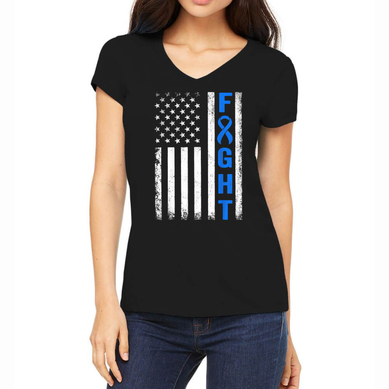 Fight Diabetic Survivor American Flag Diabetes Awareness T Shirt Women's V-Neck T-Shirt by cm-arts | Artistshot