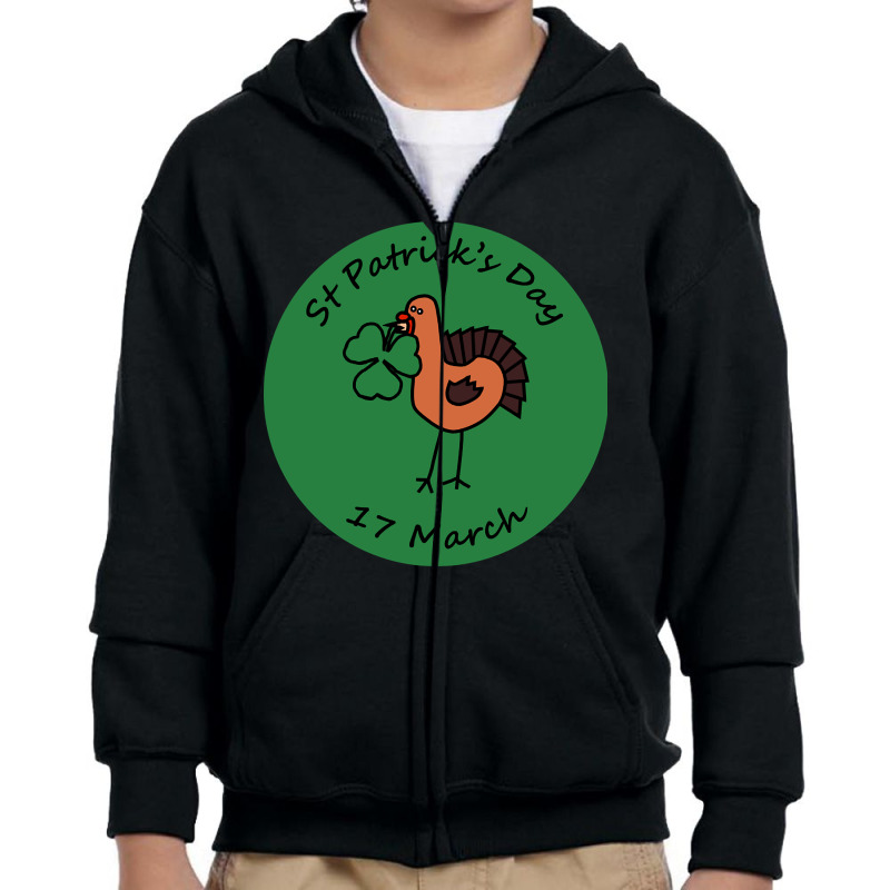 Thanksgiving Turkey And Shamrock St Patricks Day Youth Zipper Hoodie | Artistshot