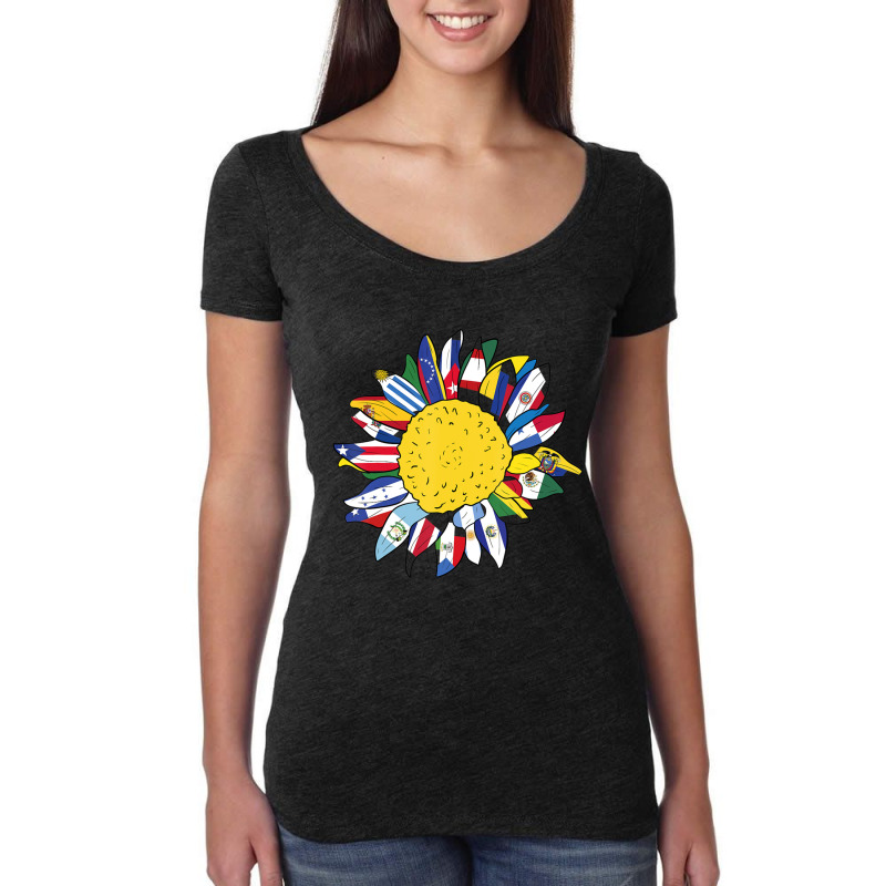 National Hispanic Heritage Month Sunflower Latino Flags Women's Triblend Scoop T-shirt by cm-arts | Artistshot