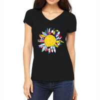 National Hispanic Heritage Month Sunflower Latino Flags Women's V-neck T-shirt | Artistshot