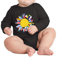 National Hispanic Heritage Month Sunflower Latino Flags Long Sleeve Baby Bodysuit | Artistshot