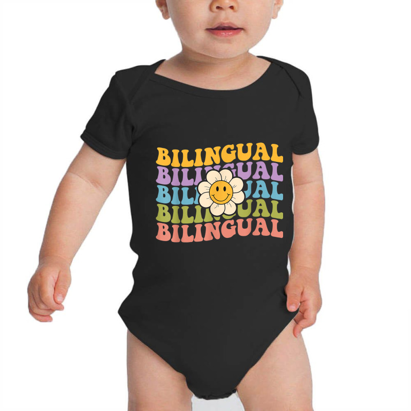 Retro Groovy Bilingual Teachers Back To School Bilingual Baby Bodysuit by CarolinePascua | Artistshot