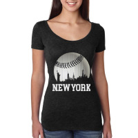 New York Ny Skyline Baseball Stripes For Gameday Retro Style Women's Triblend Scoop T-shirt | Artistshot