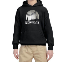 New York Ny Skyline Baseball Stripes For Gameday Retro Style Youth Hoodie | Artistshot