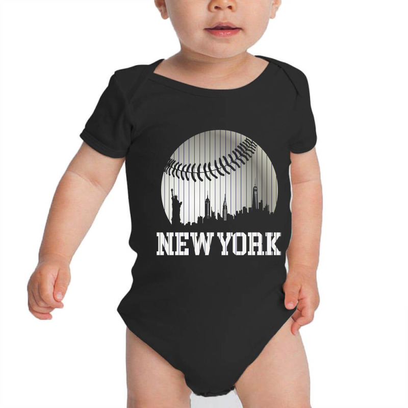 New York Ny Skyline Baseball Stripes For Gameday Retro Style Baby Bodysuit by Kanmosrin52 | Artistshot