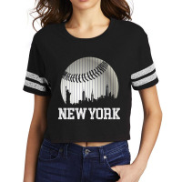 New York Ny Skyline Baseball Stripes For Gameday Retro Style Scorecard Crop Tee | Artistshot