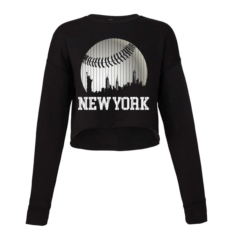 New York Ny Skyline Baseball Stripes For Gameday Retro Style Cropped Sweater by Kanmosrin52 | Artistshot