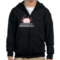 Pocket Axolotl - Albino Youth Zipper Hoodie | Artistshot